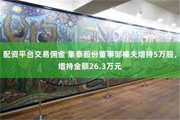 配资平台交易佣金 集泰股份董事邹榛夫增持5万股，增持金额26.3万元