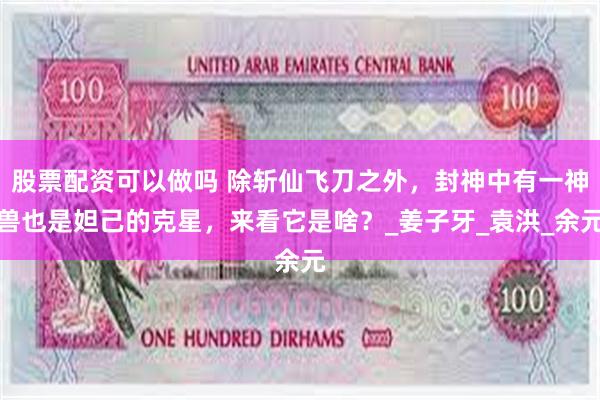 股票配资可以做吗 除斩仙飞刀之外，封神中有一神兽也是妲己的克星，来看它是啥？_姜子牙_袁洪_余元