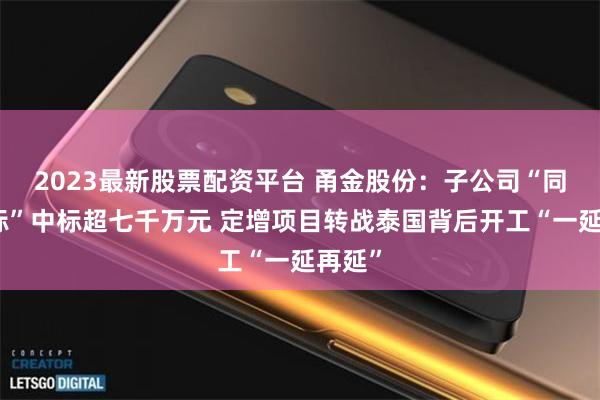 2023最新股票配资平台 甬金股份：子公司“同场竞标”中标超七千万元 定增项目转战泰国背后开工“一延再延”