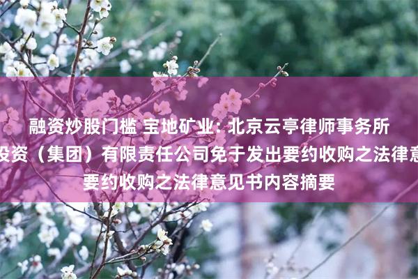 融资炒股门槛 宝地矿业: 北京云亭律师事务所关于新疆地矿投资（集团）有限责任公司免于发出要约收购之法律意见书内容摘要